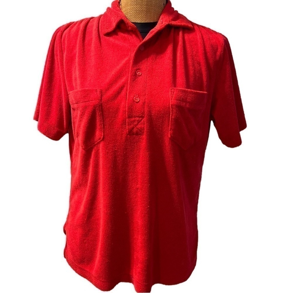 70s Vintage Terrycloth Polo Shirt